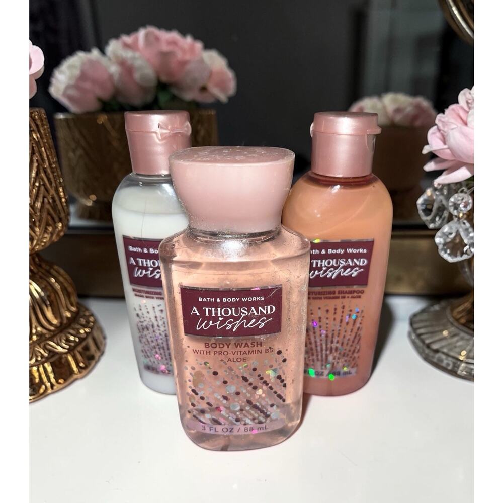 3pc Bath & Body Works A THOUSAND WISHES Travel Set Shampoo Conditioner Body Wash